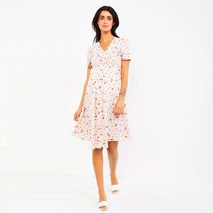 NWT Isabella Oliver Leonie Tie Pink Blush Petal Print Maternity Dress Sz 8